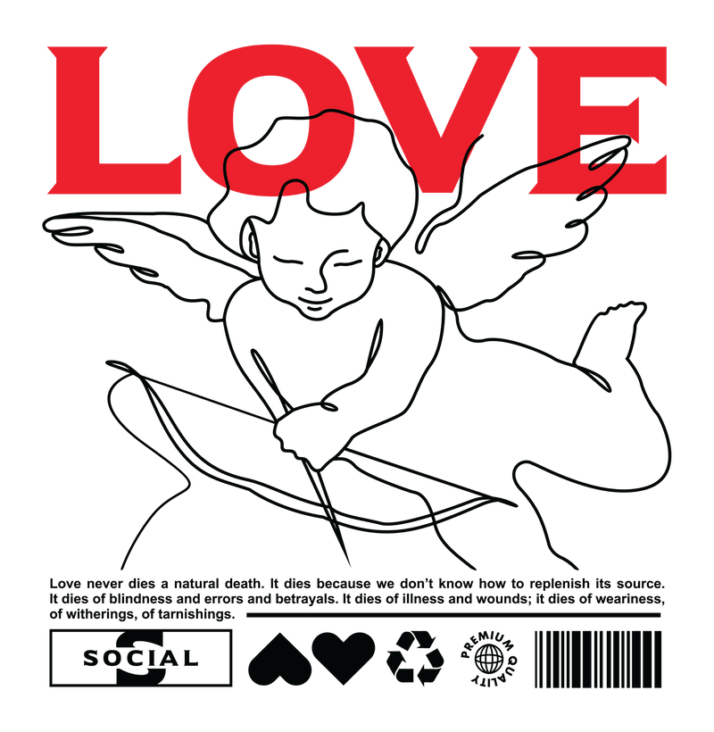 Camiseta básica LOVE estilo street-wear básica